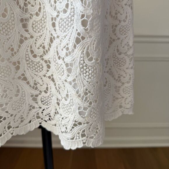Talbots Woman White Lined Cotton Lace Short Sleeve Top 16W - Picture 4 of 8